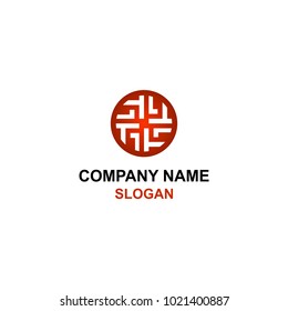 Abstract red circle ornament logo.