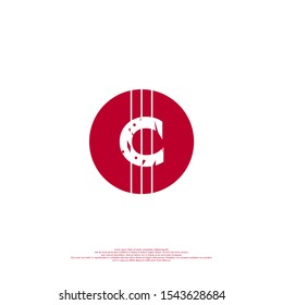 abstract red circle scratched C logo letter simple design concept isolated on white background.