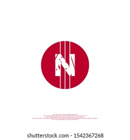 abstract red circle scratched N logo letter simple design concept isolated on white background.