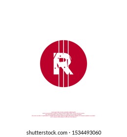 abstract red circle scratched R logo letter simple design concept isolated on white background.