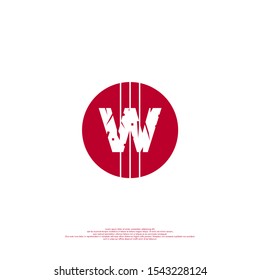 abstract red circle scratched W logo letter simple design concept isolated on white background.
