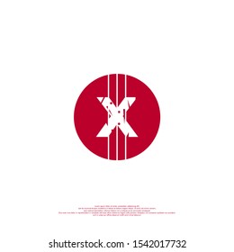 abstract red circle scratched X logo letter simple design concept isolated on white background.