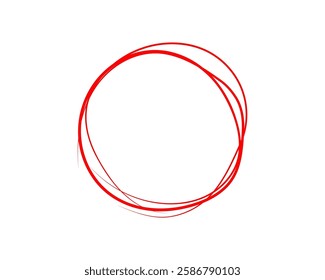 Abstract Red Circle Sketch HandDrawn, Circular, Lines, Art, Design, Graphic, Simple, Minimalist, Vector