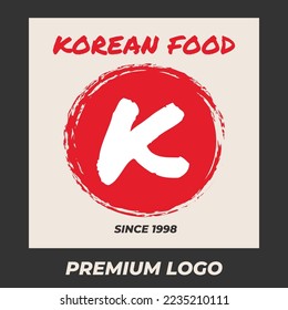 Abstract Red Circle Type K logo design Japanese Resto Korea Style Logo Template. Good for company related restaurant and beverages. Vector illustration in flat style modern design.