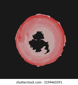Abstract red circle water color brush stroke with black background, beautiful art work