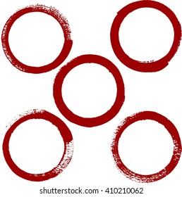Abstract red circles, hand painted with a dry brush, design elements, scalable vector graphic
