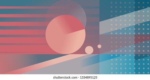 Abstract red circles vector blue background for parallax effect scrolling landing page.