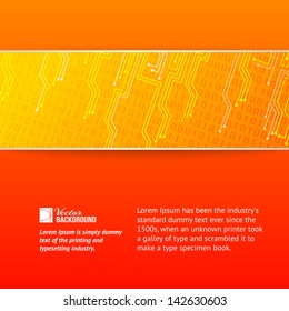 Abstract red circuit banner. Vector Illustration.