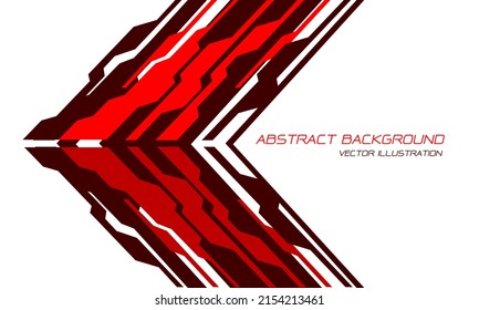Resumen de la tecnología futurista del circuito rojo de la flecha cibernética sobre blanco con diseño de espacio en blanco diseño de fondo creativo moderno ilustración vectorial de fondo.
