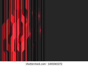 Abstract red circuit light with dark grey blank space design modern futuristic background vector illustration.