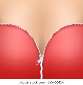 abstract red cloth with zipper 