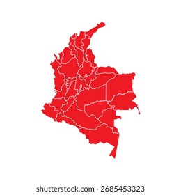 Mapa Abstractas Rojo Colombia con Ciudades