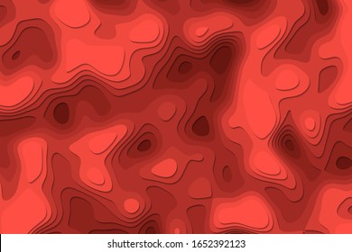 Abstract red color background with paper cutout 3D style for banner, invitation, poster or web site design. Paper cut style, 3d effect imitation, vector illustration.