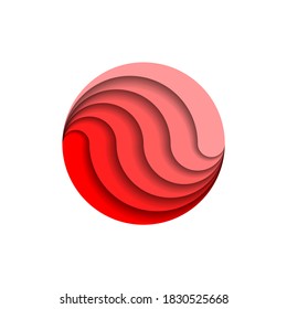 Abstract Red Color Circle Round Paper Cut Background Vector Desgin Style Template Logotype