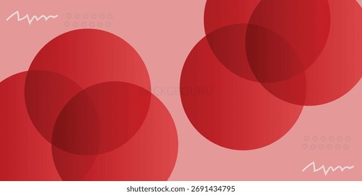 Abstract Red color circles background with overlap layer. For wallpaper, cover, banner, poster, placard and presentation. vector illustration 