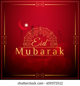 Abstract Red Color Eid Mubarak Background Design