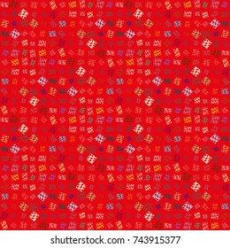 Abstract red color seamless pattern with multi colored, checkered squares for new background.