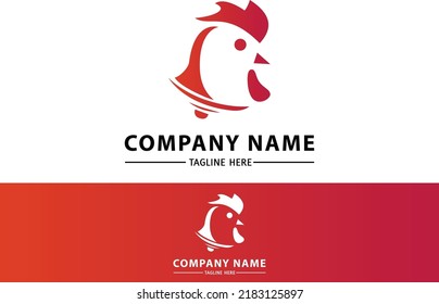 Resumen Color rojo Diseño de logotipo de pollo sencillo