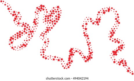 Abstract red color Star Trail on white, Design Element