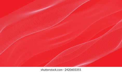Abstract red color vector background with dynamic waves on it. 
