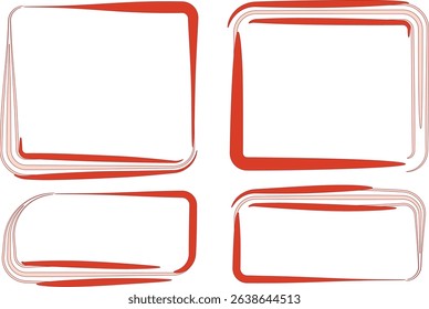 abstract red colorful line art geometric shapes borders set