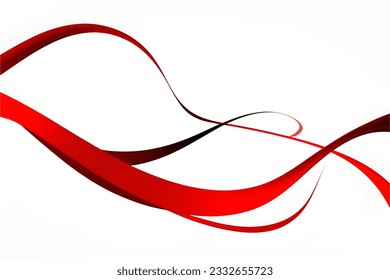 Colores rojos abstractos tonifican una onda suave sobre fondo blanco. Ilustración vectorial.