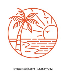 Abstract red colourful summer beach icon design template