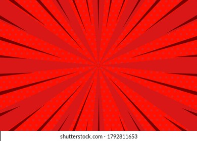 Abstract Red Comic Zoom Background With Halftone Vector