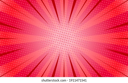 Abstract red comic zoom background vector illustration