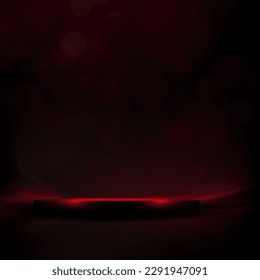 Composición roja abstracta con podio brillante redondo