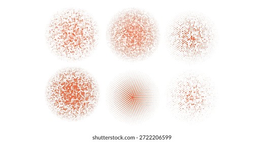 Círculos de ondulação concêntricos vermelhos abstratos definidos. Coleção de anéis sonoros ou de ondas sonoras. vetor