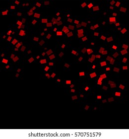 Abstract Red Confetti on Black Background