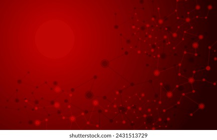 Abstract red connecting dots and lines connection science with blank space design technology background vector illustration.