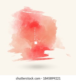 Abstract Red Coral Watercolor Element For Web Design. Vector Illustration.