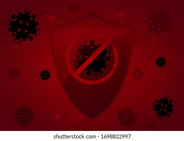Fondo del coronavirus rojo abstracto. Coronavirus Protection 2019-nCoV. Proteger contra el virus en un fondo rojo.