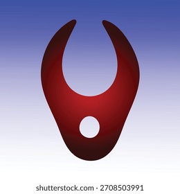 Abstract red crescent shape with a hole on a gradient blue background