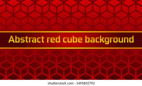 Abstract red cube and gold text background