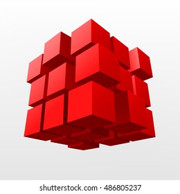 Abstract Red cube Vector Illustration