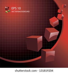 abstract red cubes eps 10 background