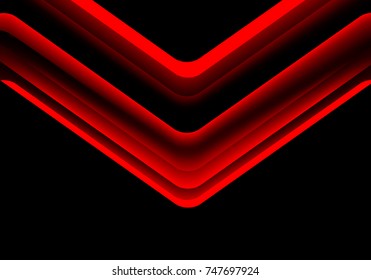 Abstract red curve arrow light on black design modern futuristic technology background vector illustration.