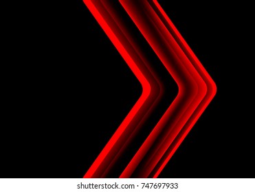 Abstract red curve arrow light on black design modern futuristic technology background vector illustration.