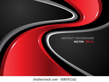 Abstract red curve and gray design background vector illustration.