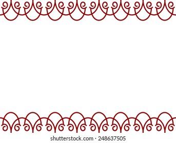An abstract red curve shaped border background vector.