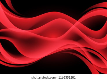 Abstract red curve wave light on black design modern luxury futuristic background vector illustration.