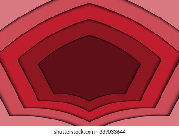 Abstract red curved 3d hexagon background. Vector Illustration