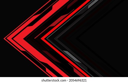 Abstrakter roter Cyber-Pfeil-Richtung geometrisch auf Grau mit Leerraum Design moderne Technologie, futuristische Hintergrund, Vektorgrafik.