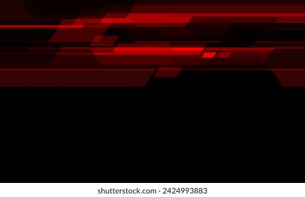Abstract red cyber light geometric technology futuristic overlap on black blank space design modern creative background vector illustration.