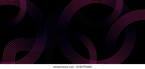 Abstraktes rotes, dunkelschwarzes Hintergrunddesign. Abstraktes rotes Muster Hintergrunddesign. Hintergrunddesign für Wellenlinien-Kunst. Wellenlinie. Modernes glänzendes rotes Kreislinienmuster. Futuristisches Technologiekonzept
