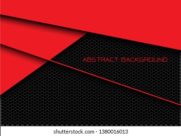 Abstract red dark grey hexagon mesh overlap with text design modern futuristic background vector illustration.