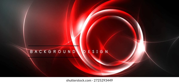 El diseño rojo Abstractas presenta Elementos circulares brillantes. El fondo oscuro mejora los efectos de luz vibrante, creando un impacto visual dinámico.